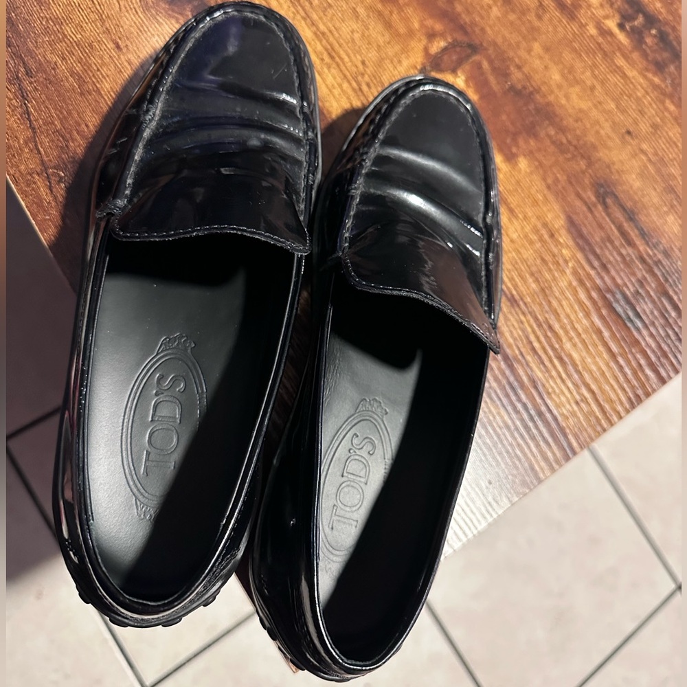 Tod's Black Patent Leather Penny Loafers 38 1/2 - Picture 8 of 10